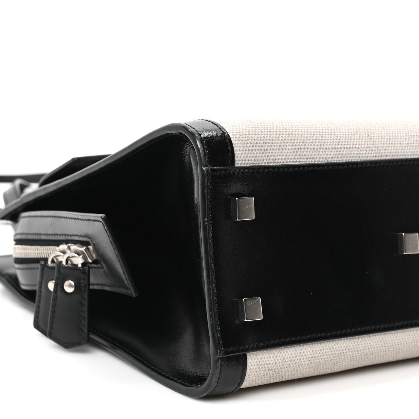Canvas Calfskin Small Uptown Tote Black