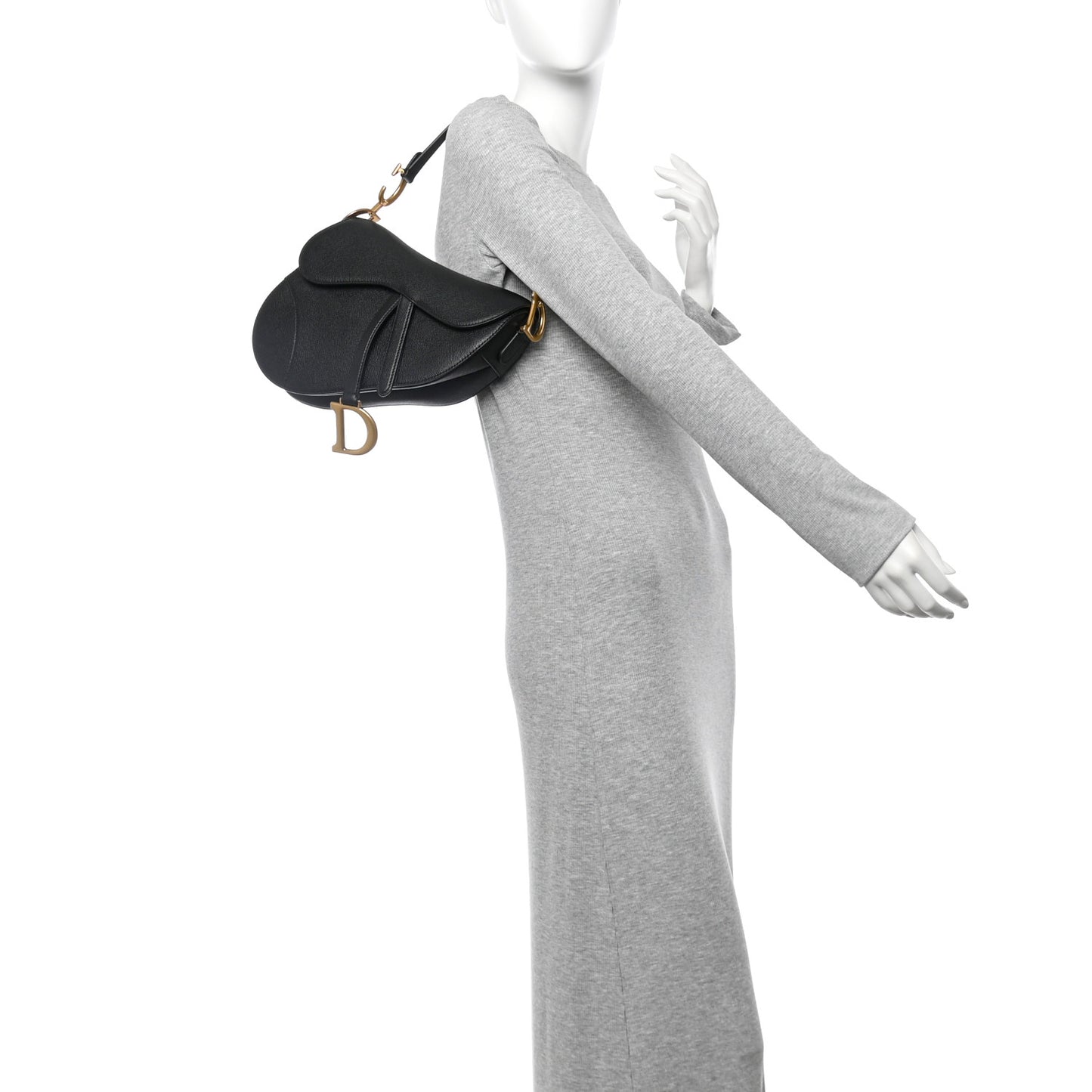 Grained Calfskin Saddle Bag Black