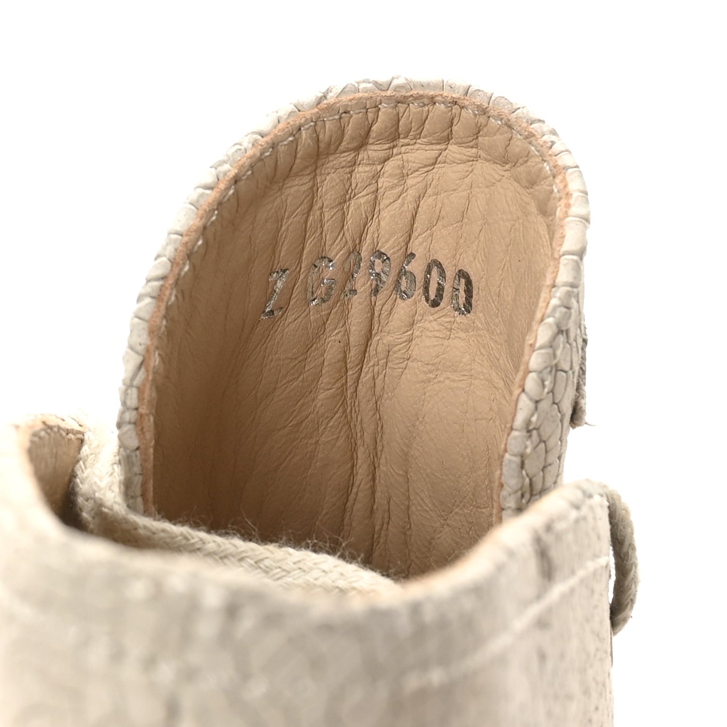 Crackled Calfskin High Top Espadrilles 35 Light Beige Black