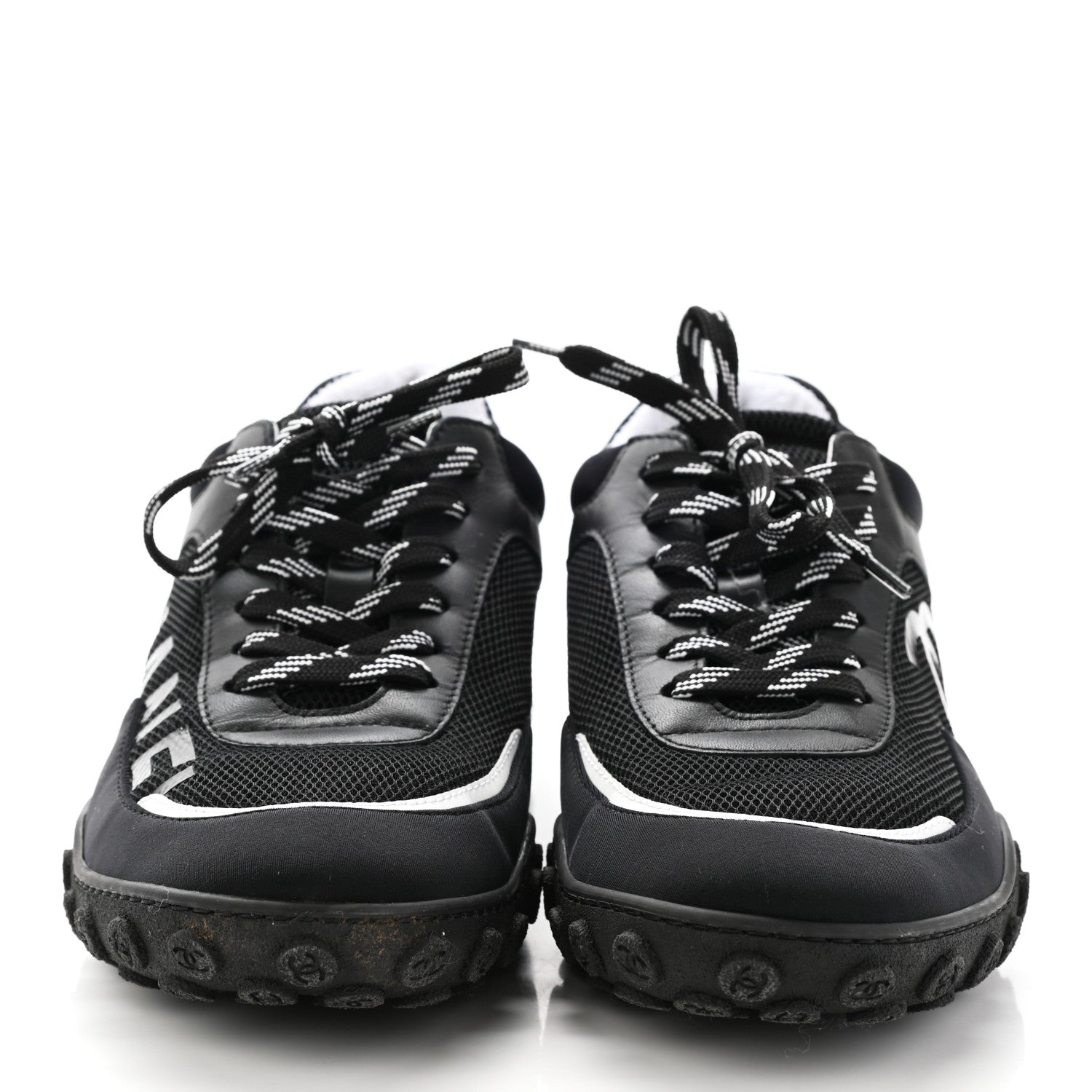 Chanel Calfskin Mesh Lycra Sneakers 39 Black 2 of 11