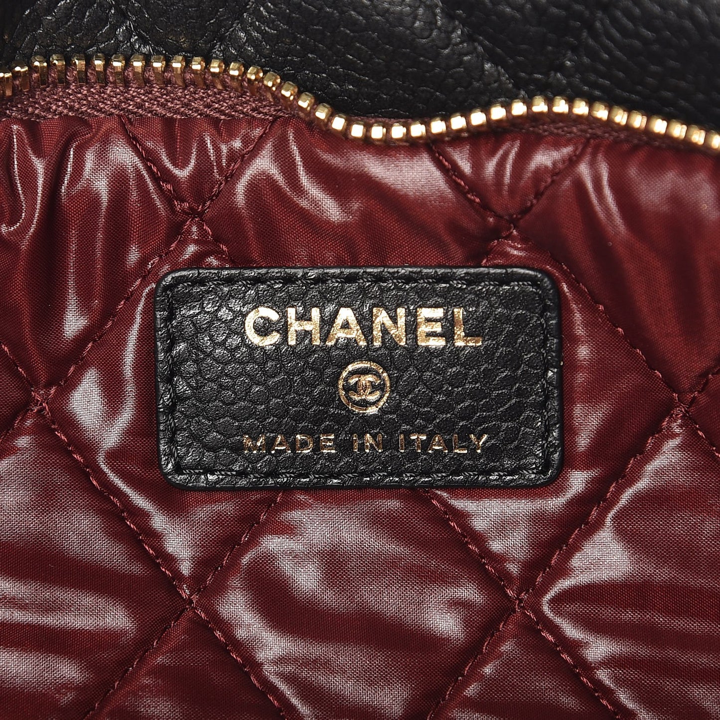 Caviar Quilted CC Beauty Clutch Black