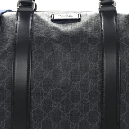 Gucci Soft GG Supreme Monogram Appia Calfskin Web Large Carry On Duffle Bag Black Grey 8 of 10