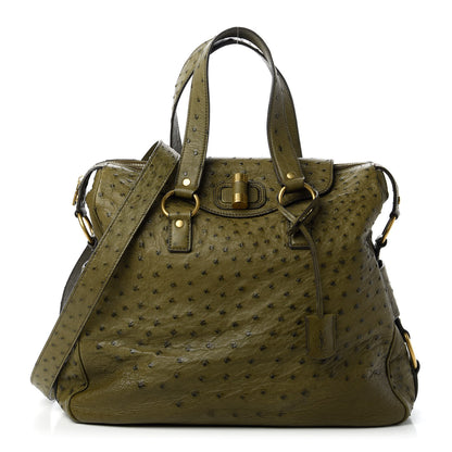 Saint Laurent Ostrich Muse Messenger Bag Green 1 of 10