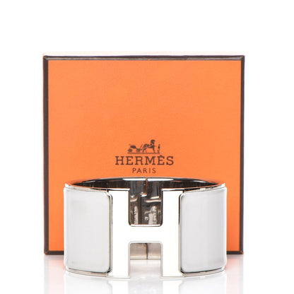Hermes Extra Wide Clic Clac H Bracelet GM Gris Clair White 5 of 5