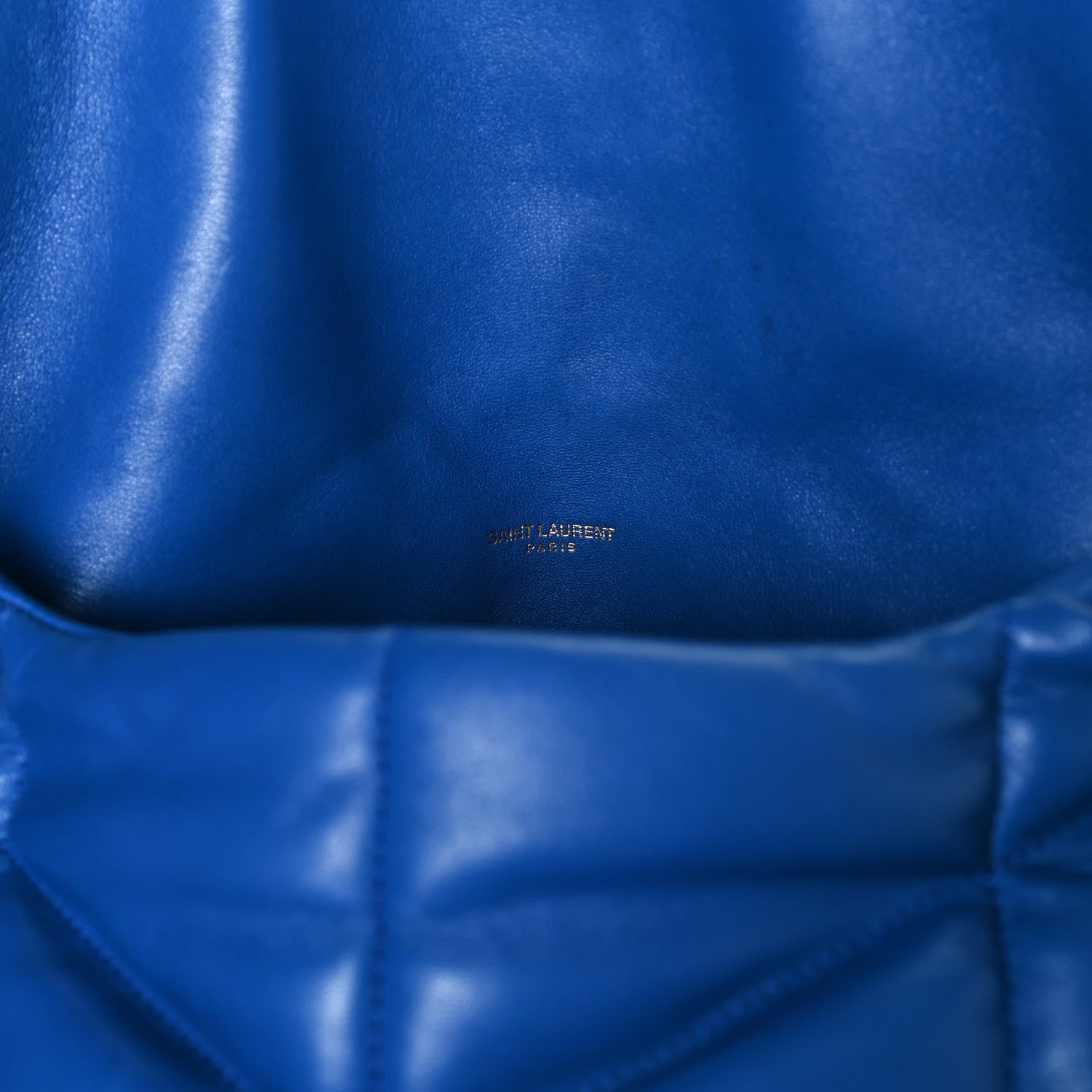 Saint Laurent Lambskin Quilted Medium Loulou Puffer Monogram Chain Satchel Majorele Blue 6 of 14