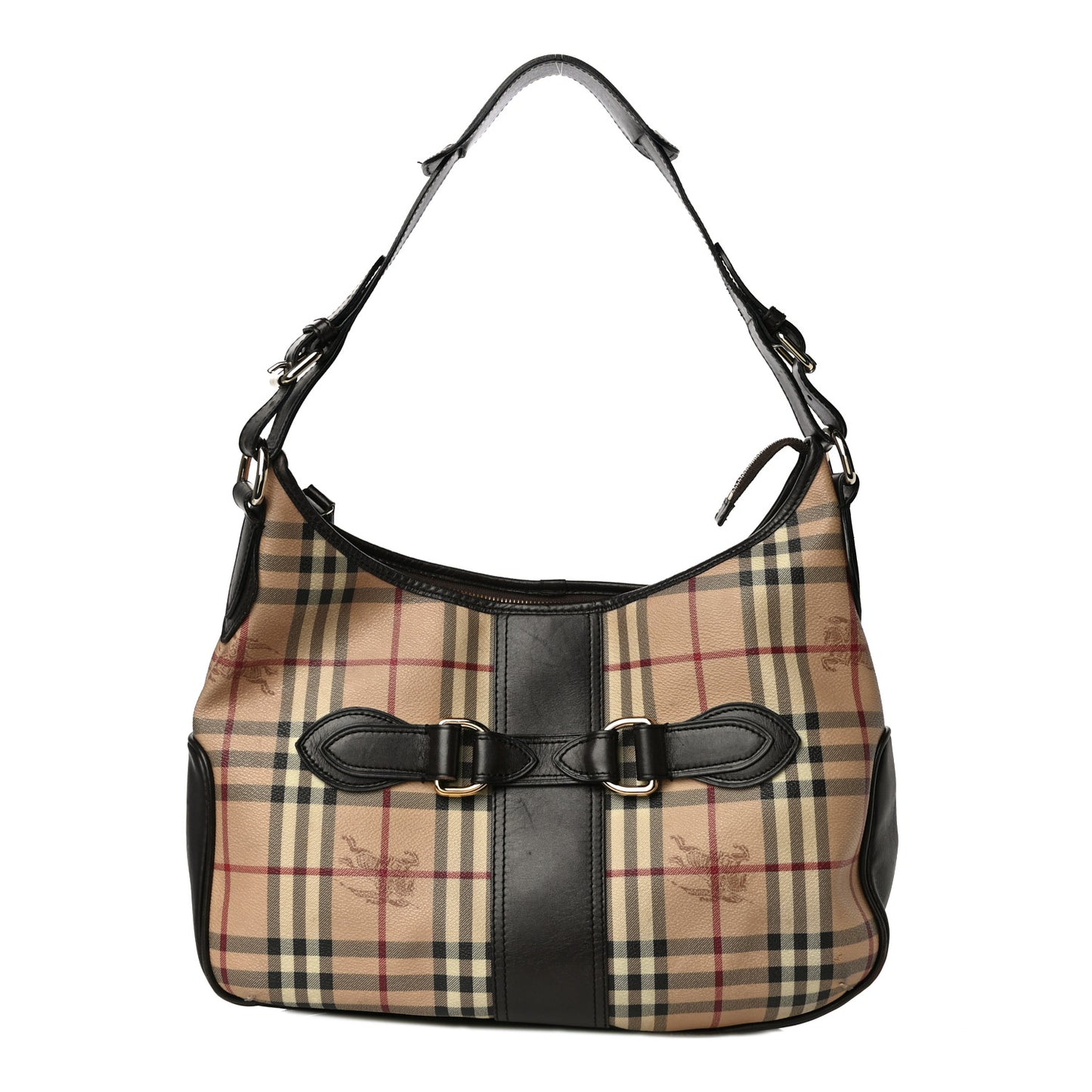 Haymarket Check Buckle Shoulder Bag Dark Brown