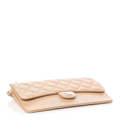 Chanel Iridescent Caviar Quilted Classic Pouch With Handle Beige 4 of 9