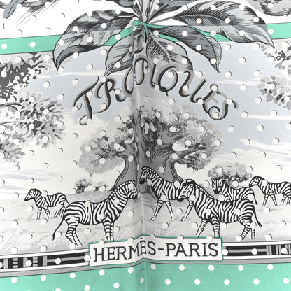 Hermes Silk Carre Tropiques Poinconne Shawl 140 White Gris Menthol 2 of 3