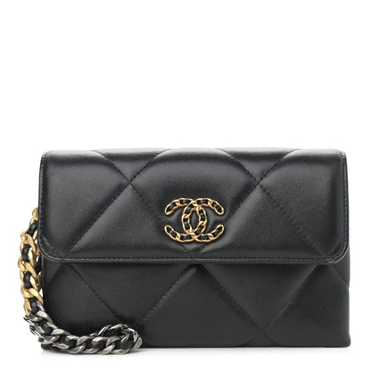 Chanel Lambskin Quilted Chanel 19 Flap Clutch Black 1 of 9