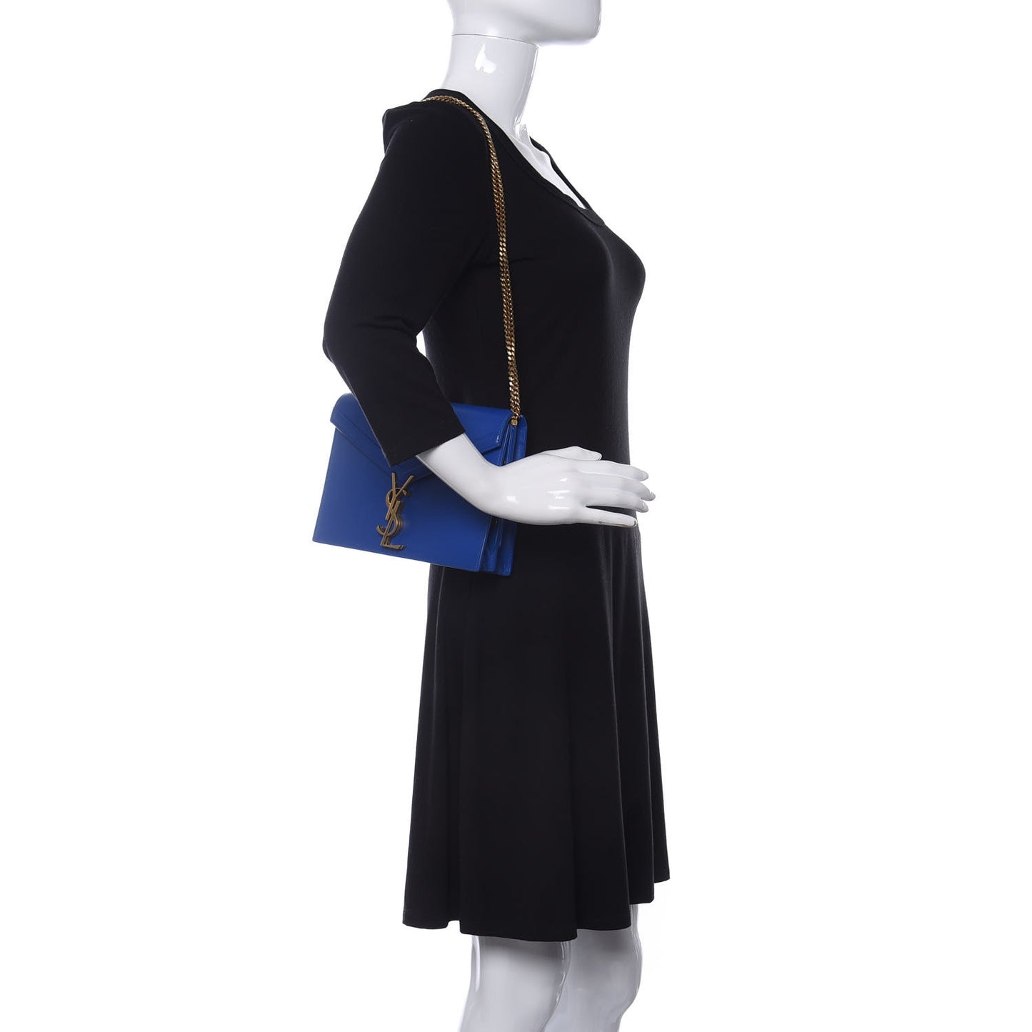 Smooth Calfskin Monogram Cassandra Clasp Bag Blue Majorelle