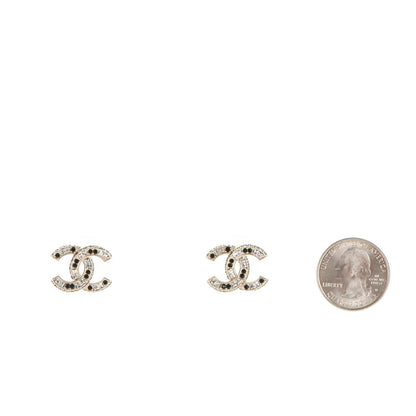 Chanel Baguette Crystal CC Earrings Light Gold Black 2 of 4