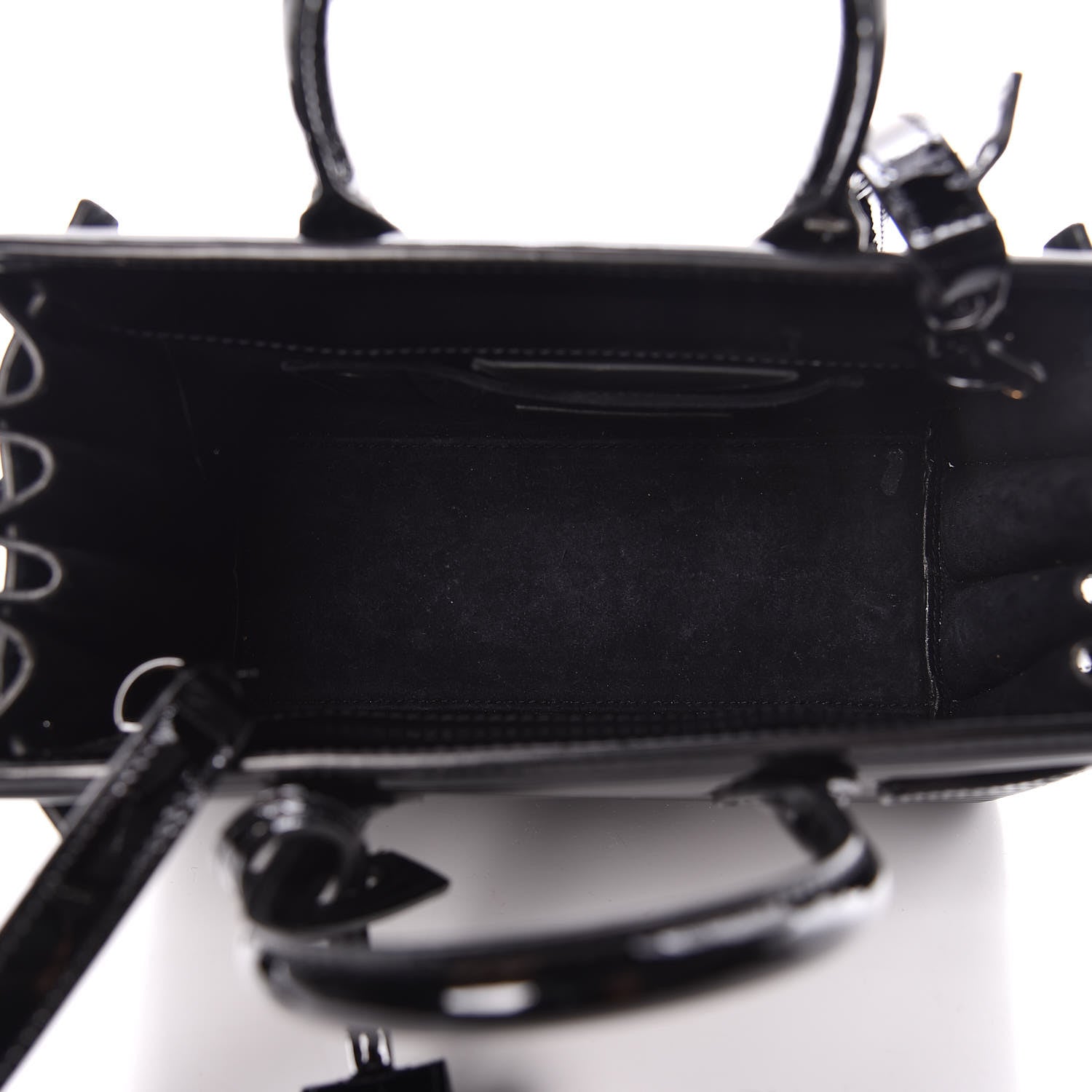 Saint Laurent Ribbed Patent Calfskin Nano Sac De Jour Black 7 of 10