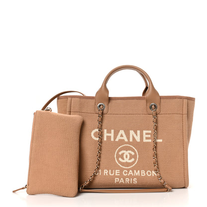 Chanel Mixed Fibers Small Deauville Tote Camel 2 of 11