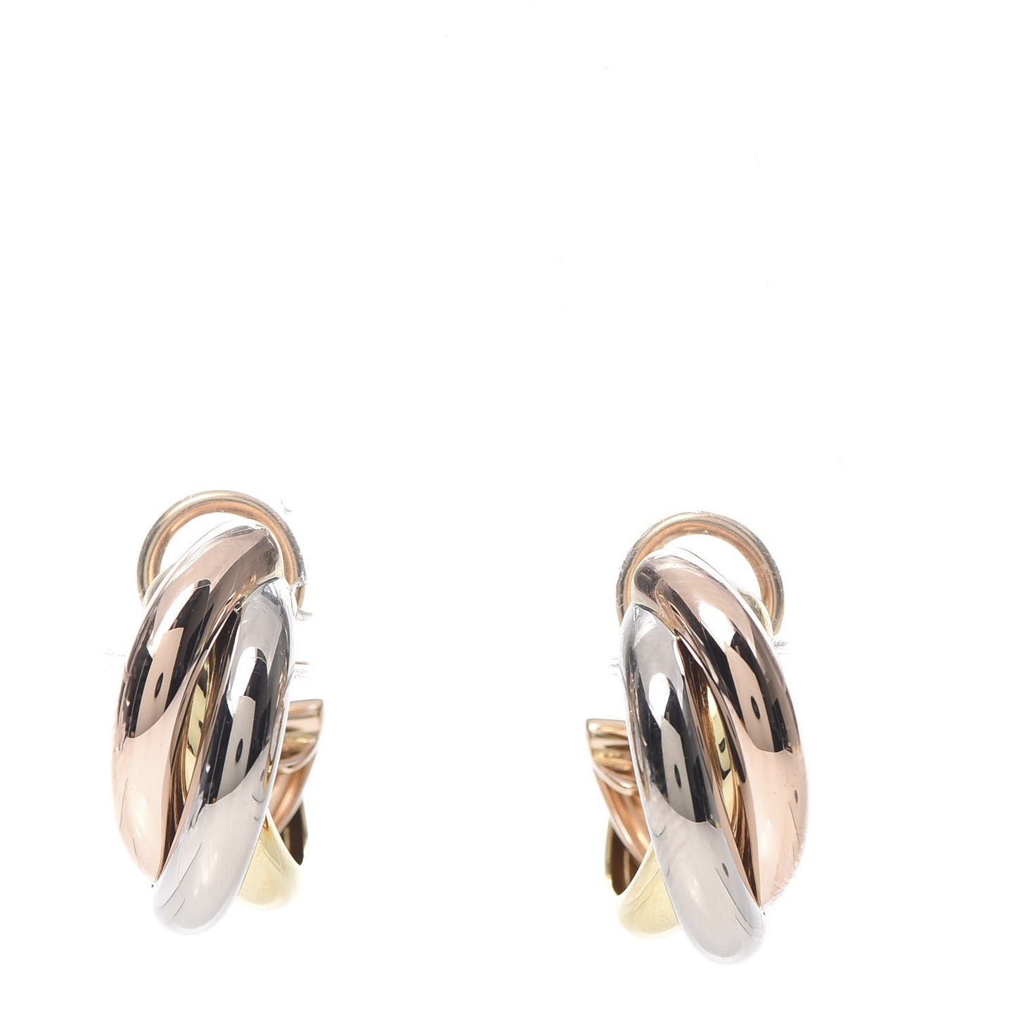 18K Pink Yellow White Gold Small Trinity Earrings