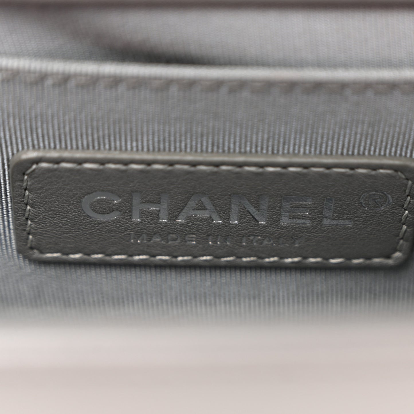 Calfskin Chevron Quilted Small Boy Flap Grey