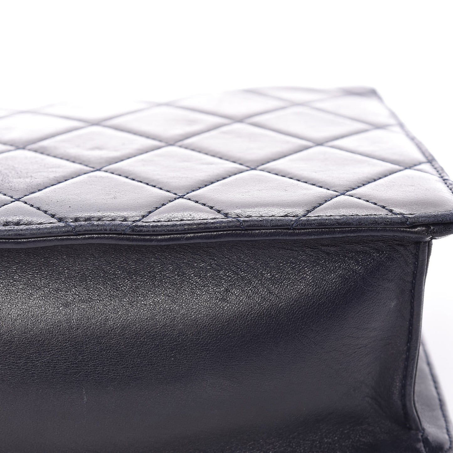 Lambskin Quilted Medium Golden Class Flap Marine