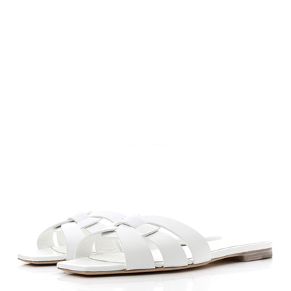 Saint Laurent Calfskin Tribute 05 Slide Sandals 36 White 3 of 8
