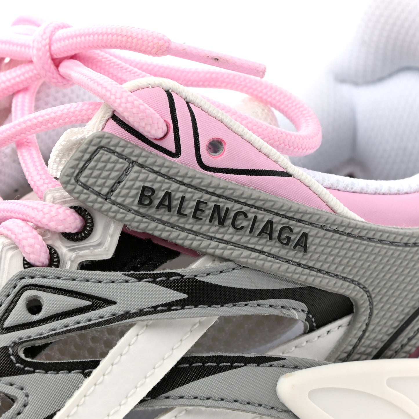 Rubber Mesh Tri-Color Womens Track.2 Open Sneakers 37 Pink Grey White