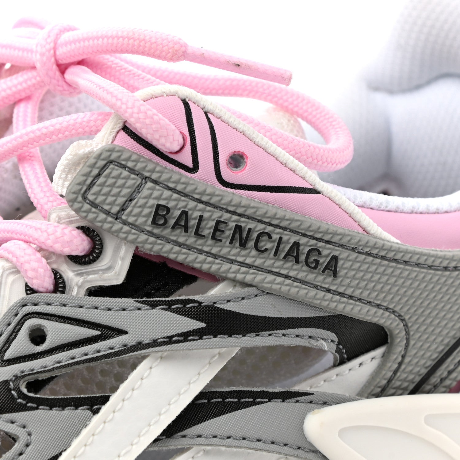 Balenciaga Rubber Mesh Tri-Color Womens Track.2 Open Sneakers 37 Pink Grey White 6 of 9