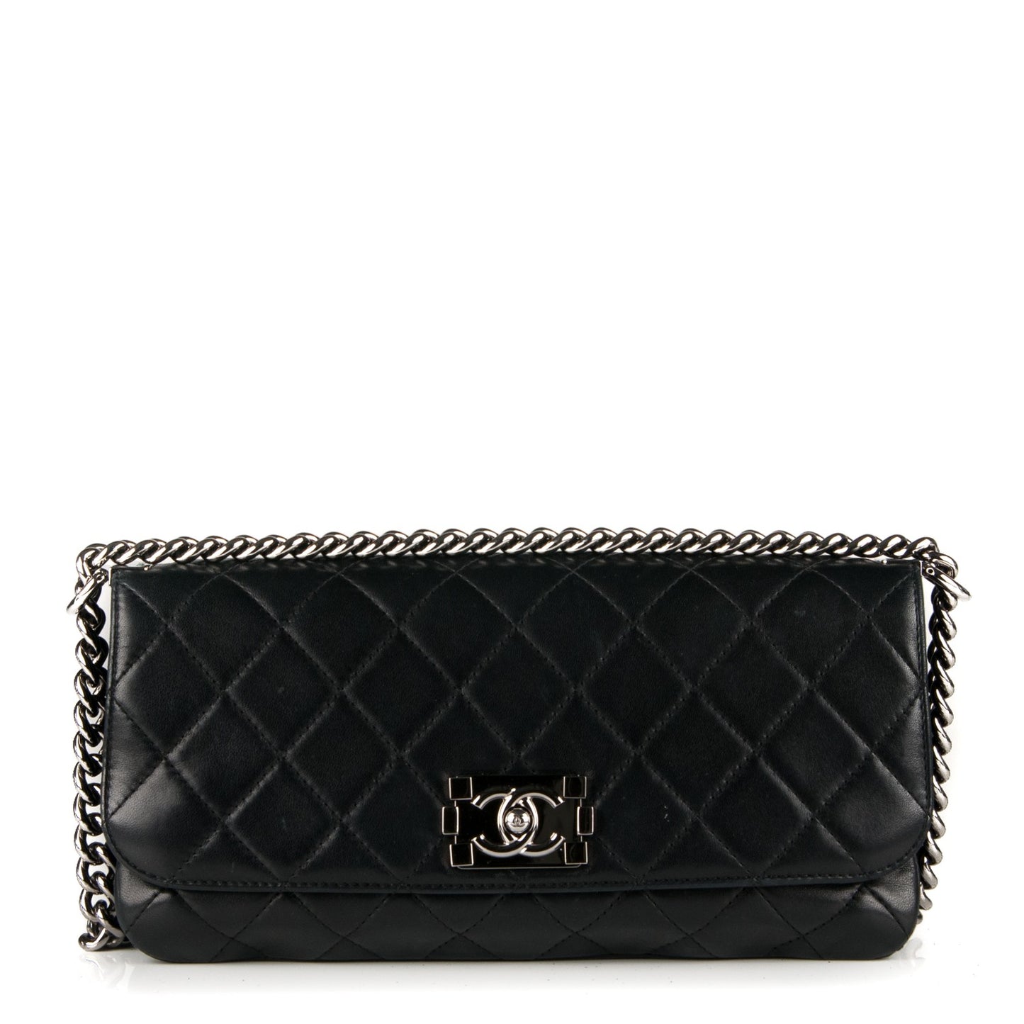 Lambskin Quilted Soft Boy Flap Black