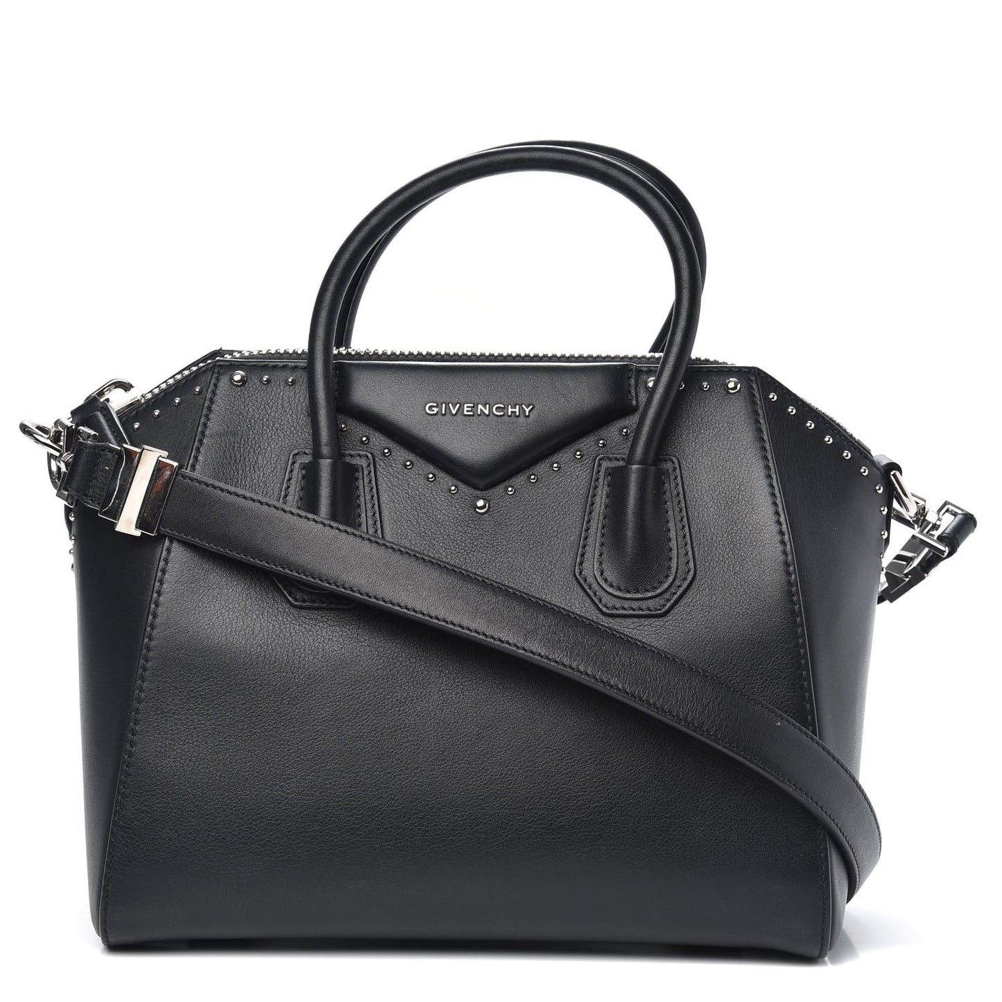 Smooth Calfskin Small Studded Antigona Black