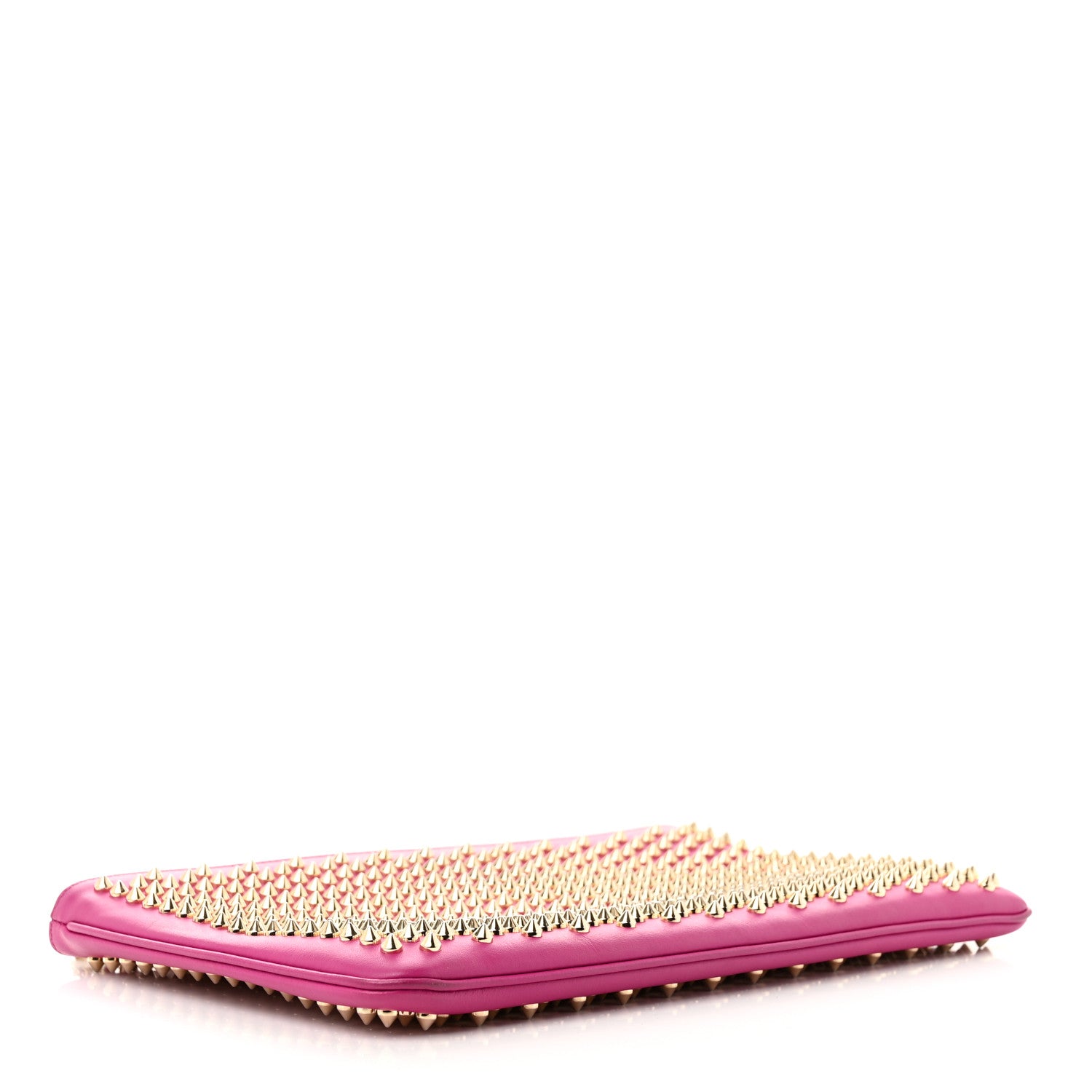 Christian Louboutin Calfskin Studded Loubiposh Chain Clutch Rose Indien Gold 4 of 9