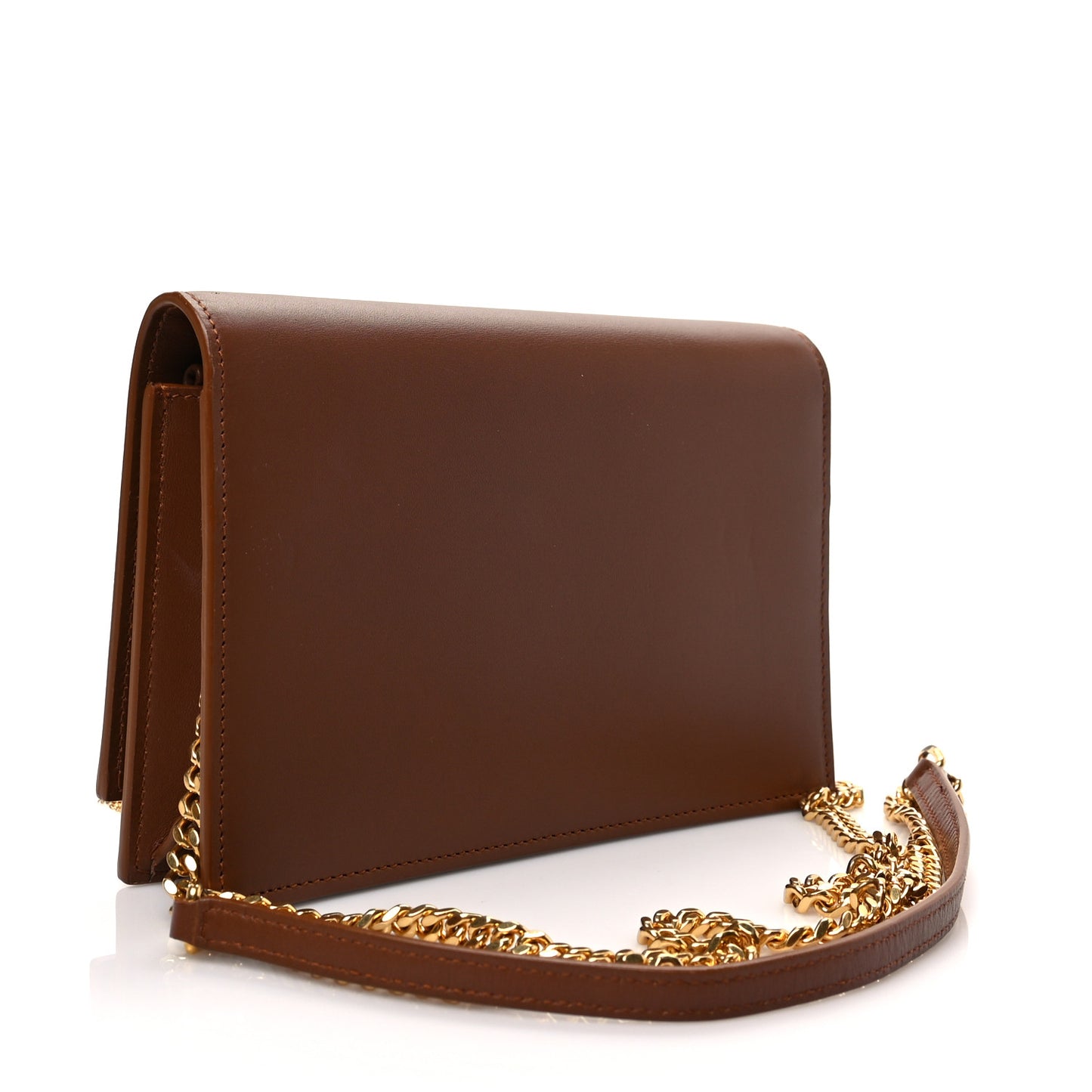 Smooth Calfskin Classic Monogram Kate Tassel Chain Wallet Brown
