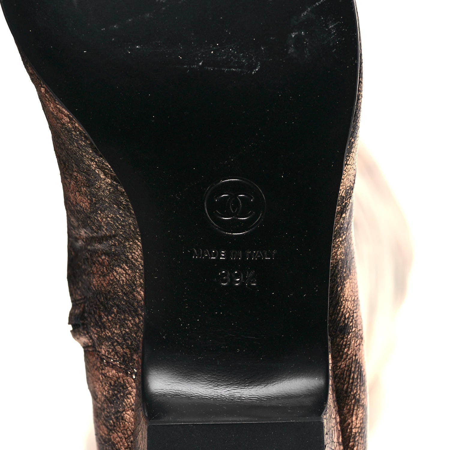 Chanel Metallic Lambskin Over the Knee Boots 39.5 Gold Black 6 of 7