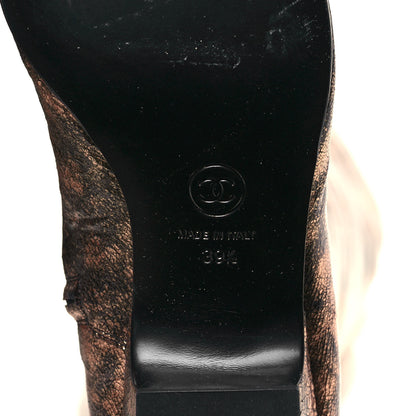 Chanel Metallic Lambskin Over the Knee Boots 39.5 Gold Black 6 of 7