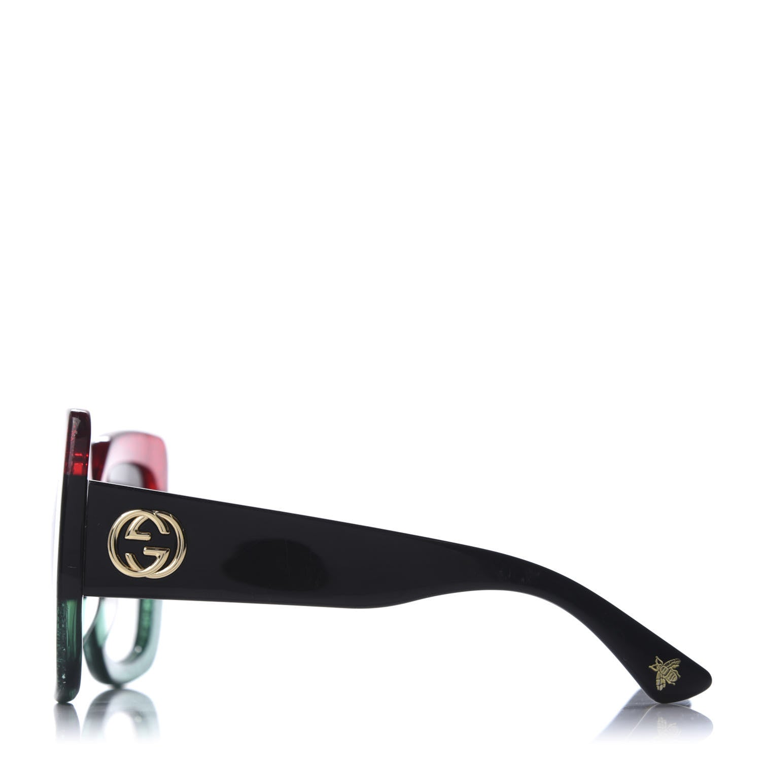 Gucci Acetate Square Frame Sunglasses GG0083S Glitter Red Black Green 2 of 7