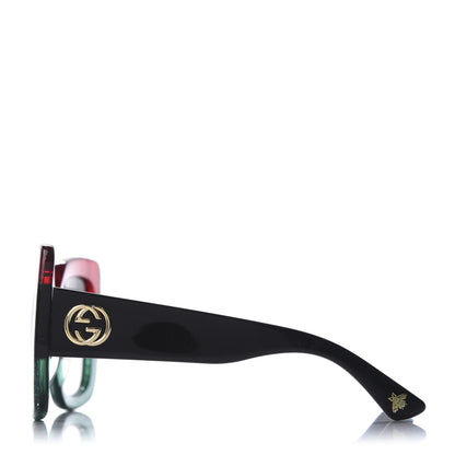 Gucci Acetate Square Frame Sunglasses GG0083S Glitter Red Black Green 2 of 7