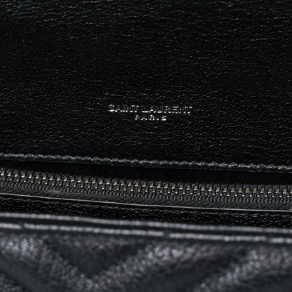 Saint Laurent Sheepskin Matelasse Chevron Monogram Large College Satchel Black 7 of 16