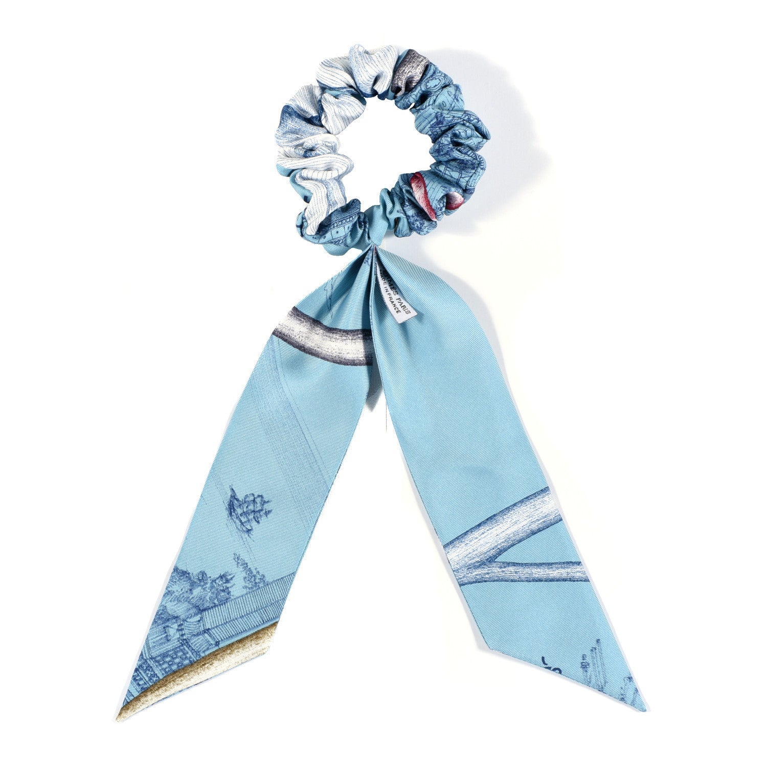 Hermes Silk Twilly Scrunchie Blue 2 of 3