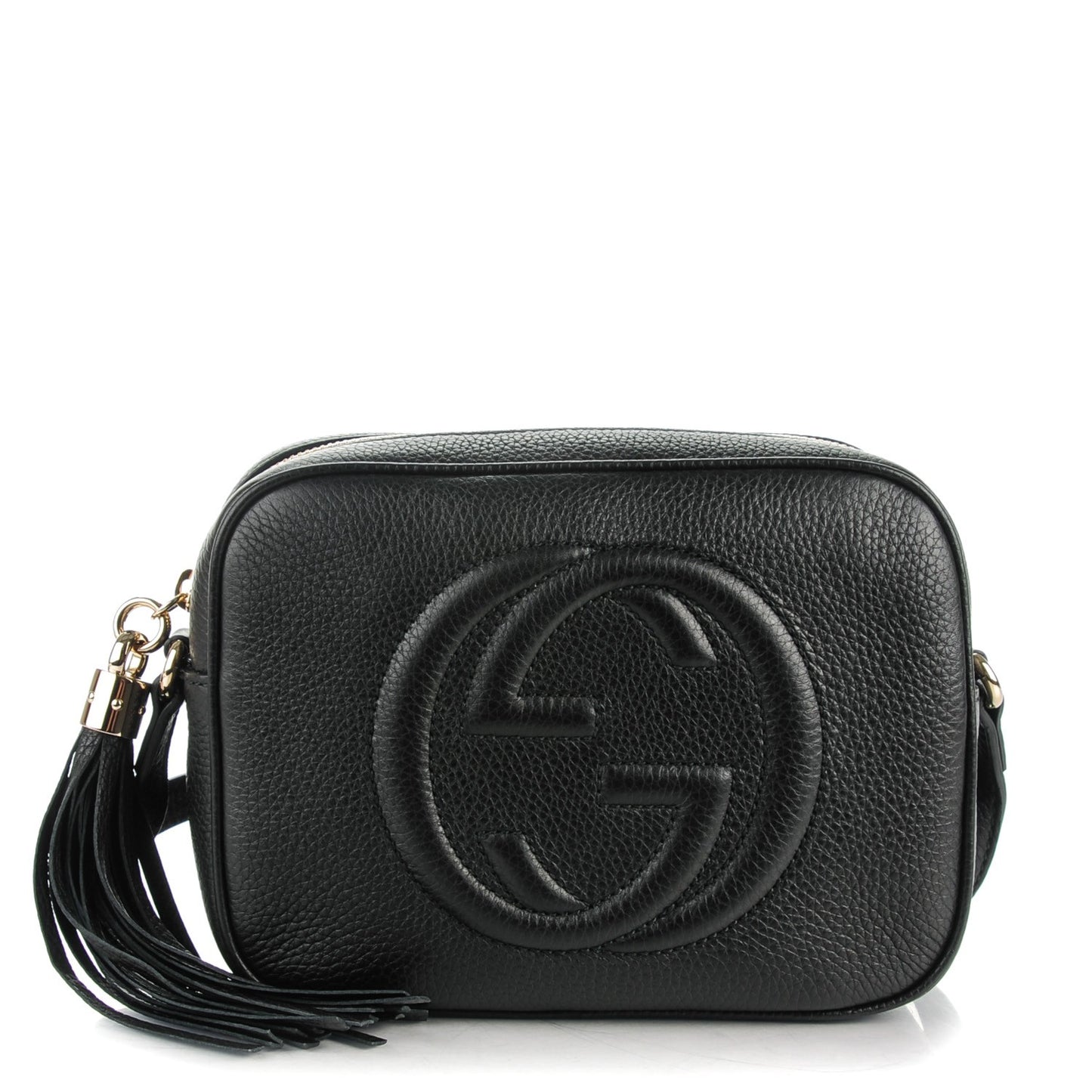 Pebbled Calfskin Small Soho Disco Bag Black