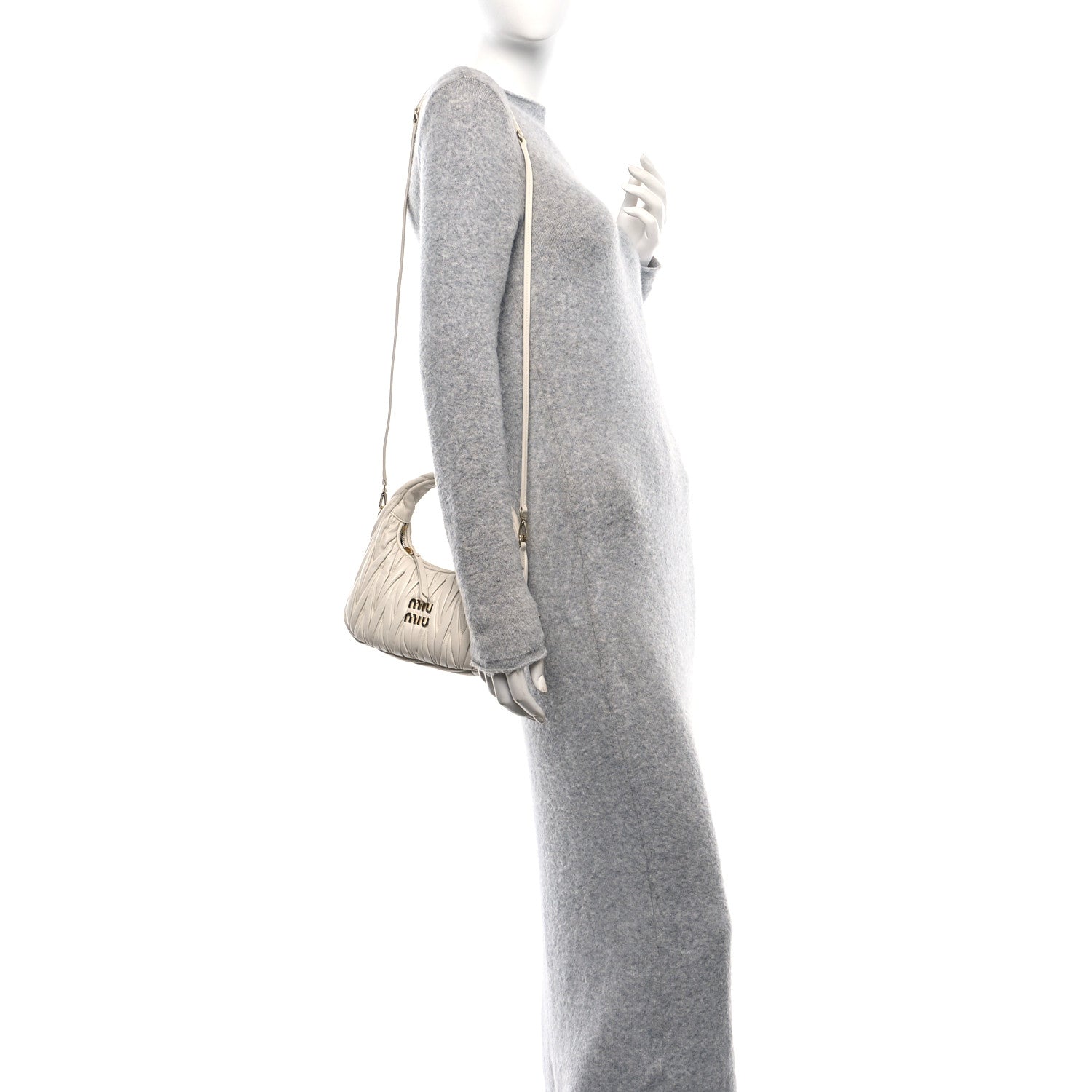 Miu Miu Nappa Matelasse Small Wander Hobo White 2 of 9