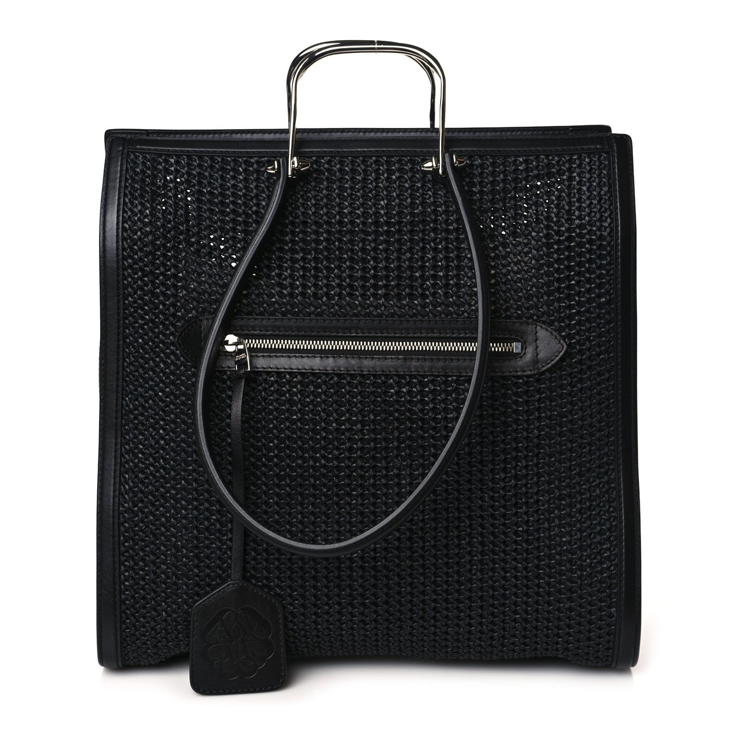 Raffia Calfskin The Tall Story Tote Bag Black