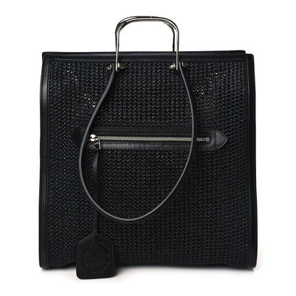 Alexander McQueen Raffia Calfskin The Tall Story Tote Bag Black 1 of 7