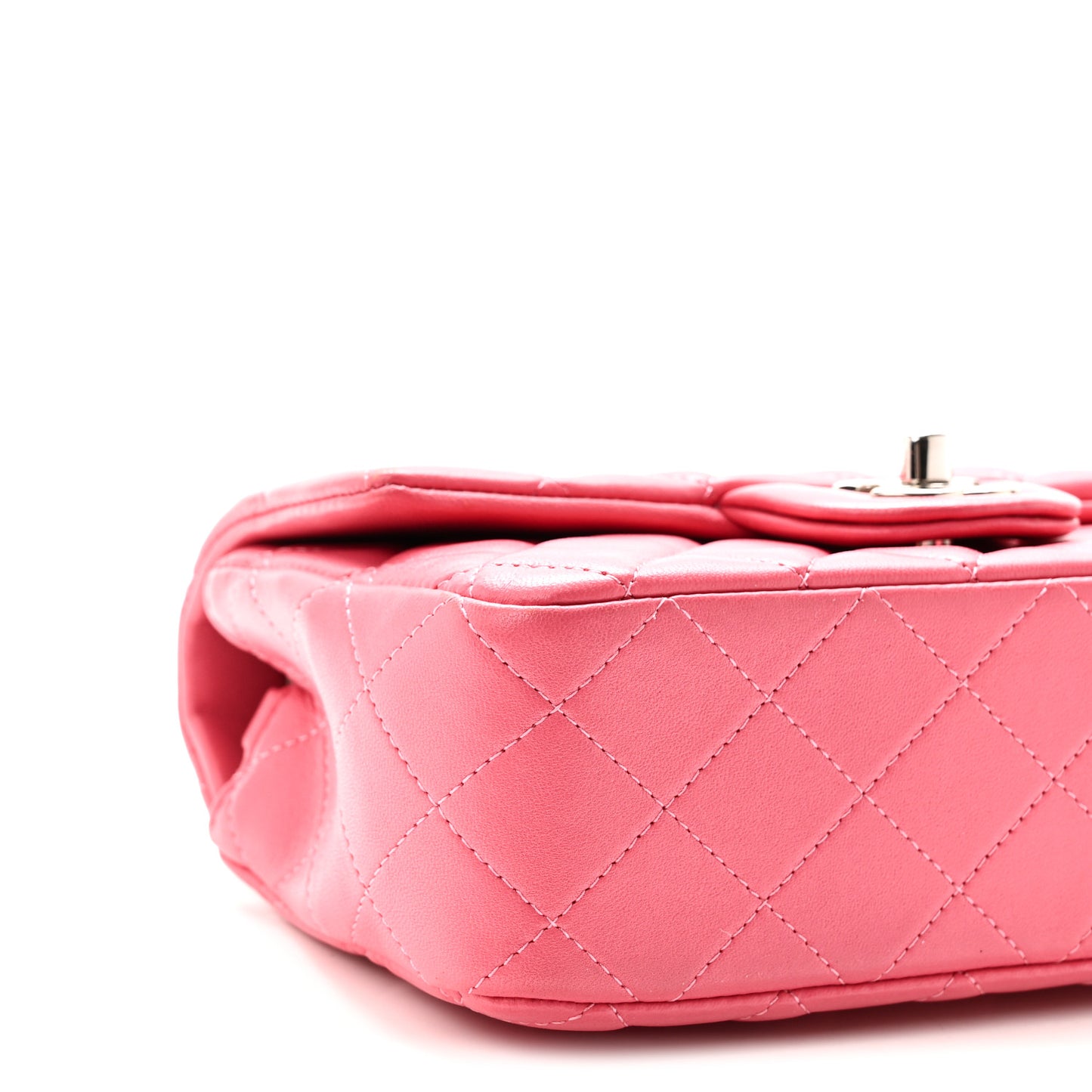 Lambskin Quilted Mini Rectangular Flap Pink