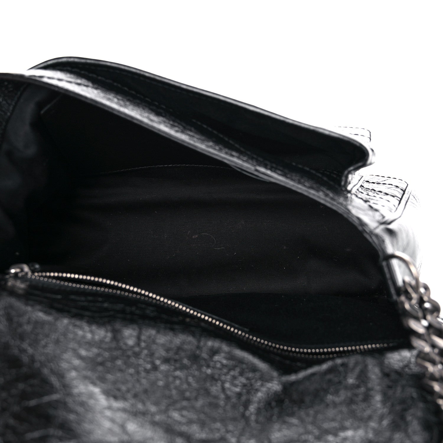 Saint Laurent Crinkled Calfskin Matelasse Monogram Medium Niki Chain Satchel Black 5 of 13