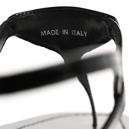 Prada Vernice Metal Triangle Logo Slingback Flat Thong Sandals 39 Black 9 of 10