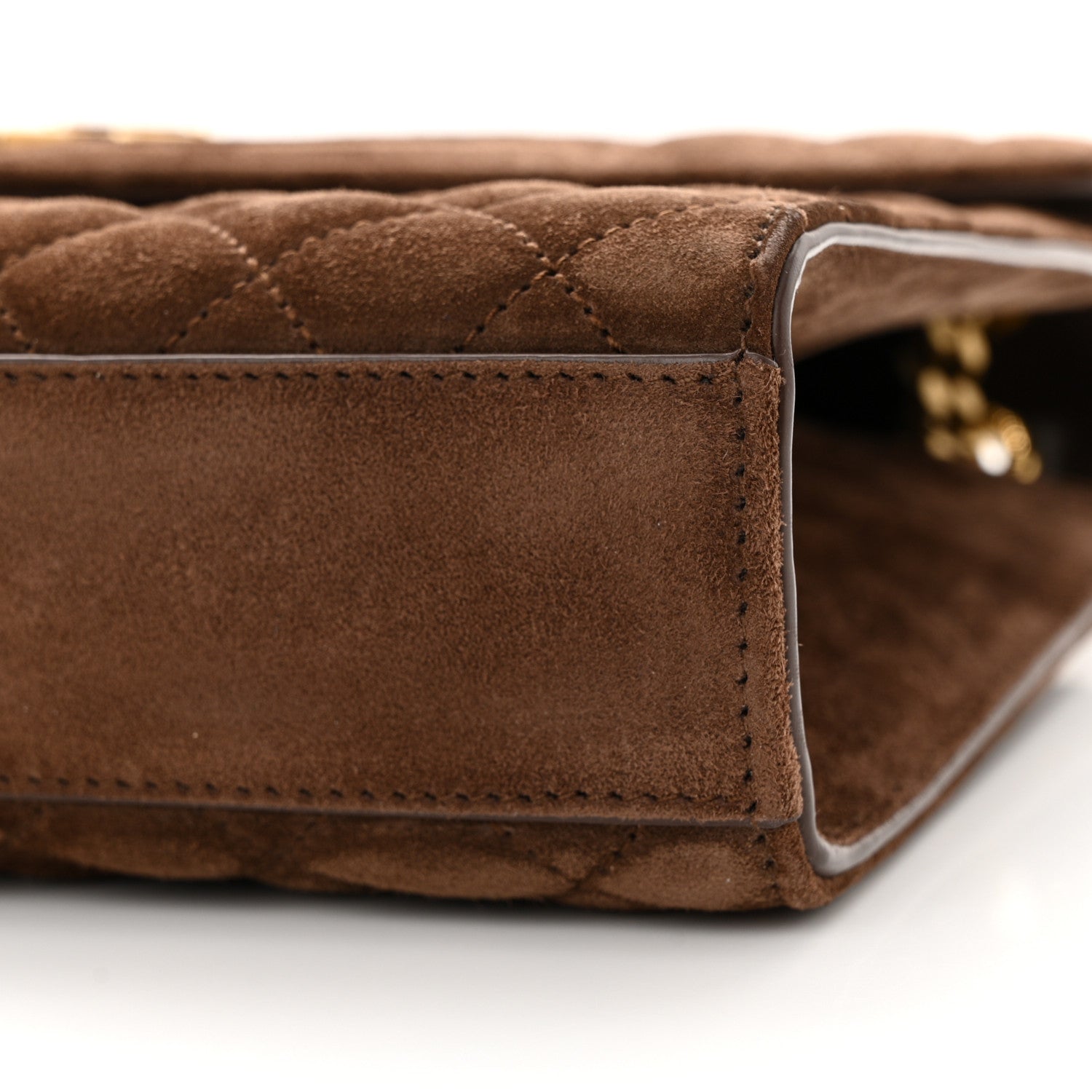 Saint Laurent Suede Mixed Matelasse Triquilt Medium Monogram Envelope Satchel Bark Brown 10 of 12