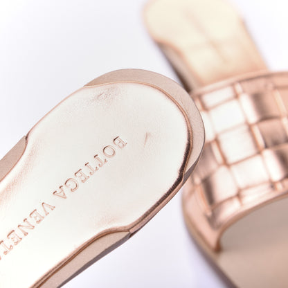 Bottega Veneta Metallic Nappa Intrecciato Heeled Sandals 37.5 Rose Gold 10 of 11