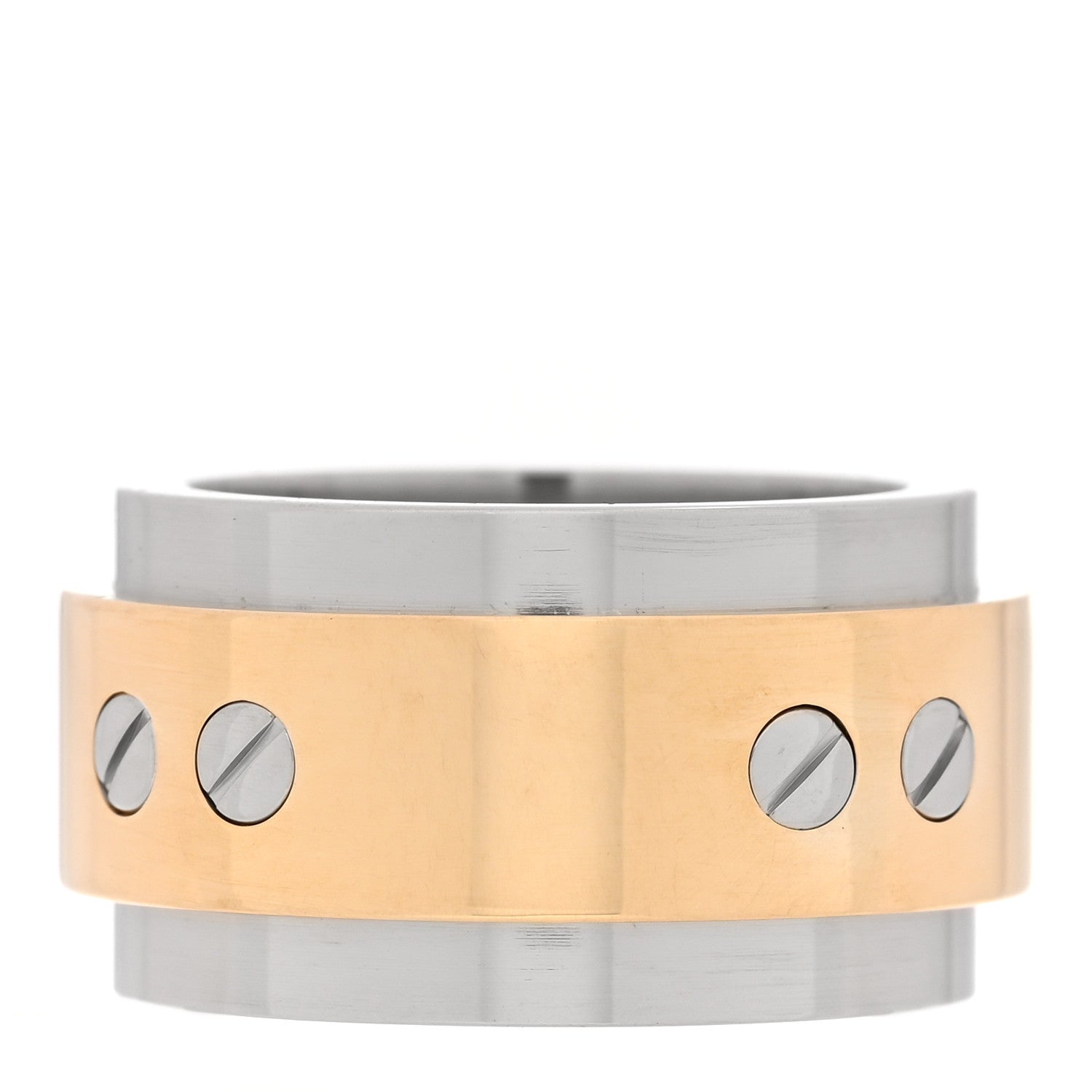 Cartier 18K Yellow Gold Stainless Steel 12mm Santos Ring 51 5.75 1 of 4