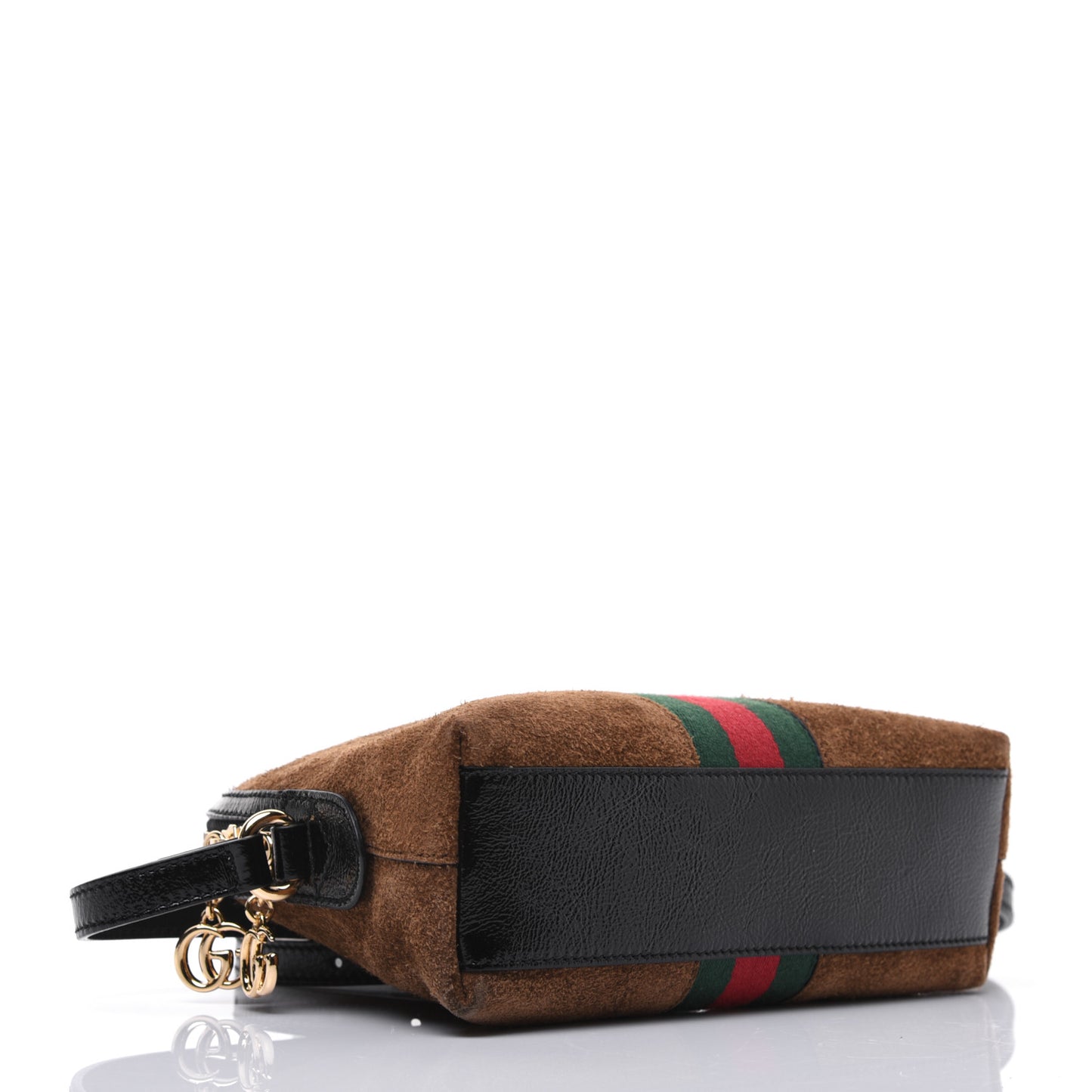 Suede Patent Web Small Ophidia Dome Shoulder Bag Nocciola Black