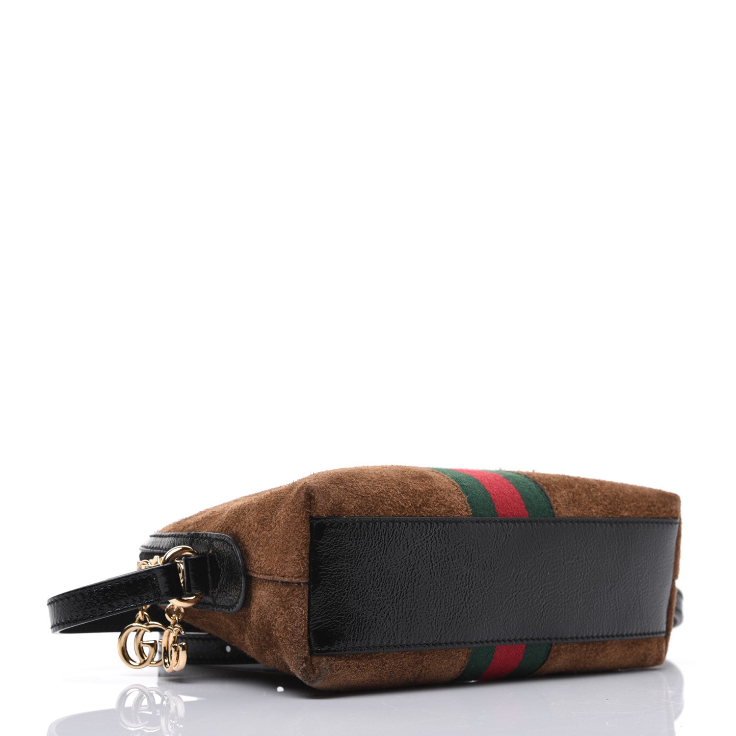 Gucci Suede Patent Web Small Ophidia Dome Shoulder Bag Nocciola Black 5 of 19