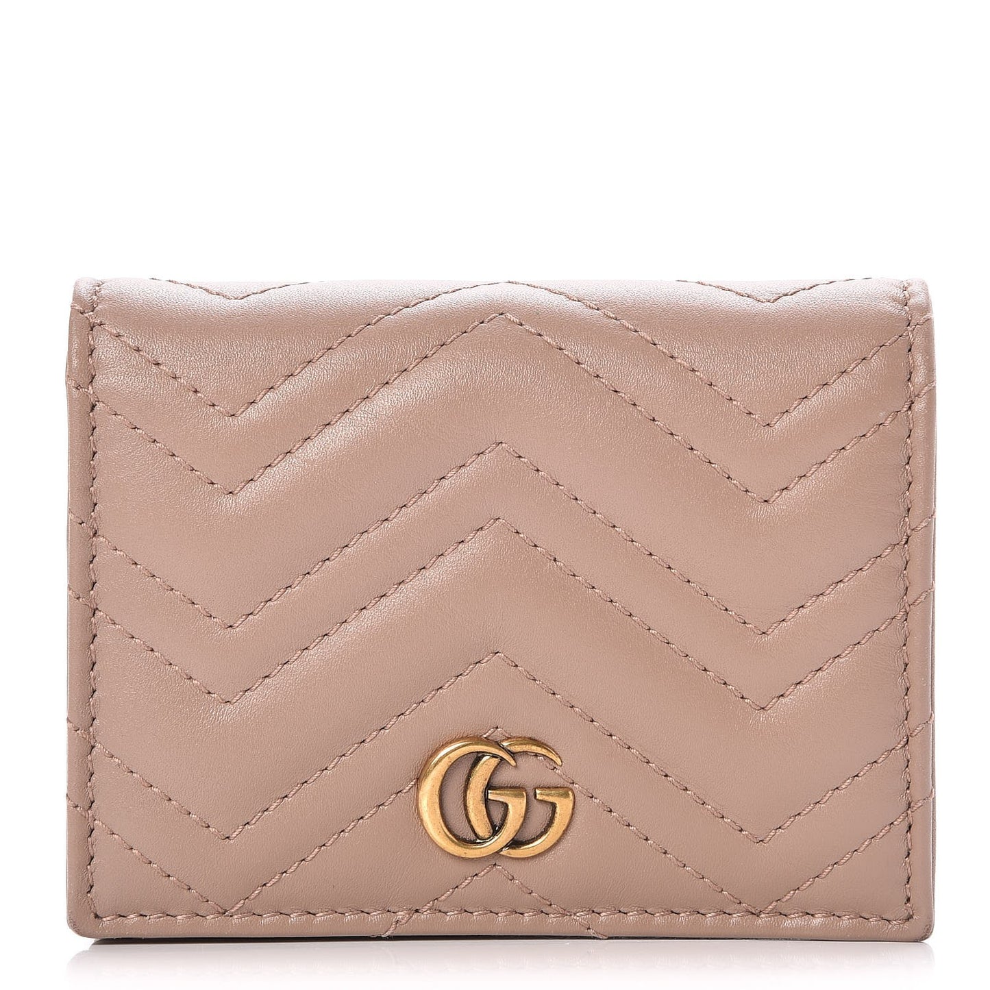 Calfskin Matelasse GG Marmont Card Case Nude