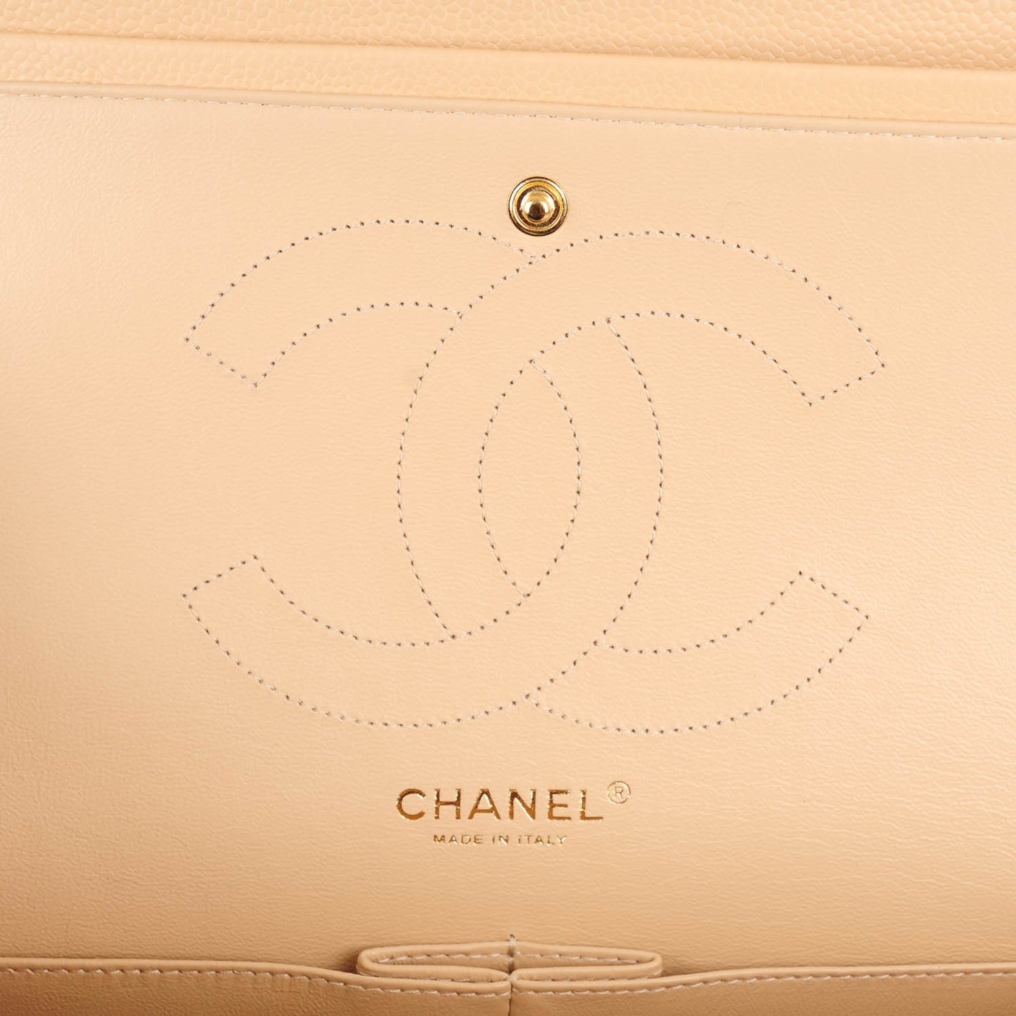 Caviar Quilted Jumbo Double Flap Beige Clair