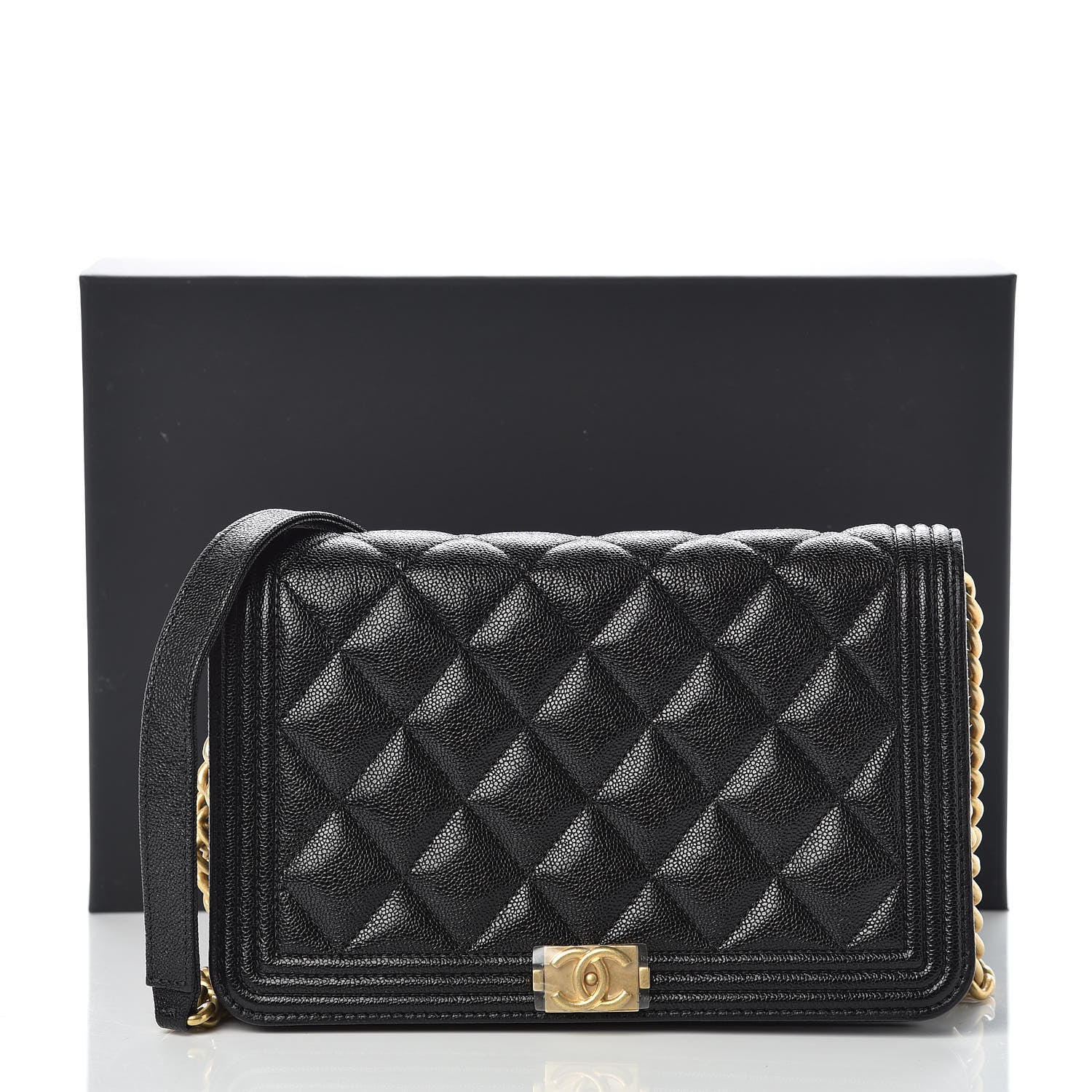 Chanel Caviar Quilted Boy Wallet On Chain WOC Black 11 of 11