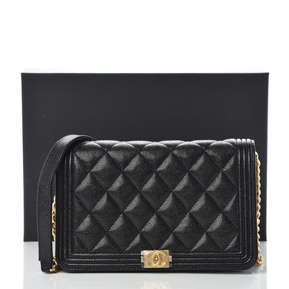Chanel Caviar Quilted Boy Wallet On Chain WOC Black 11 of 11