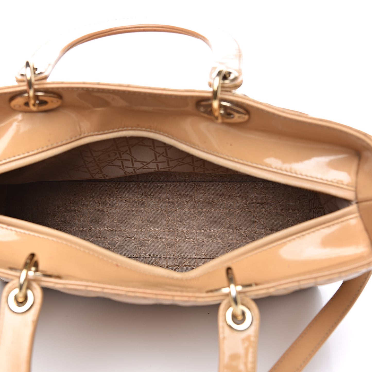 Patent Cannage Large Lady Dior Beige